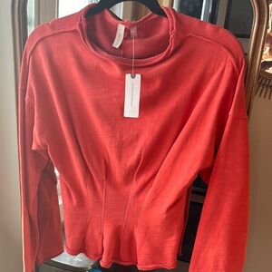 New with tags, Free People Red Long Sleeve Tee